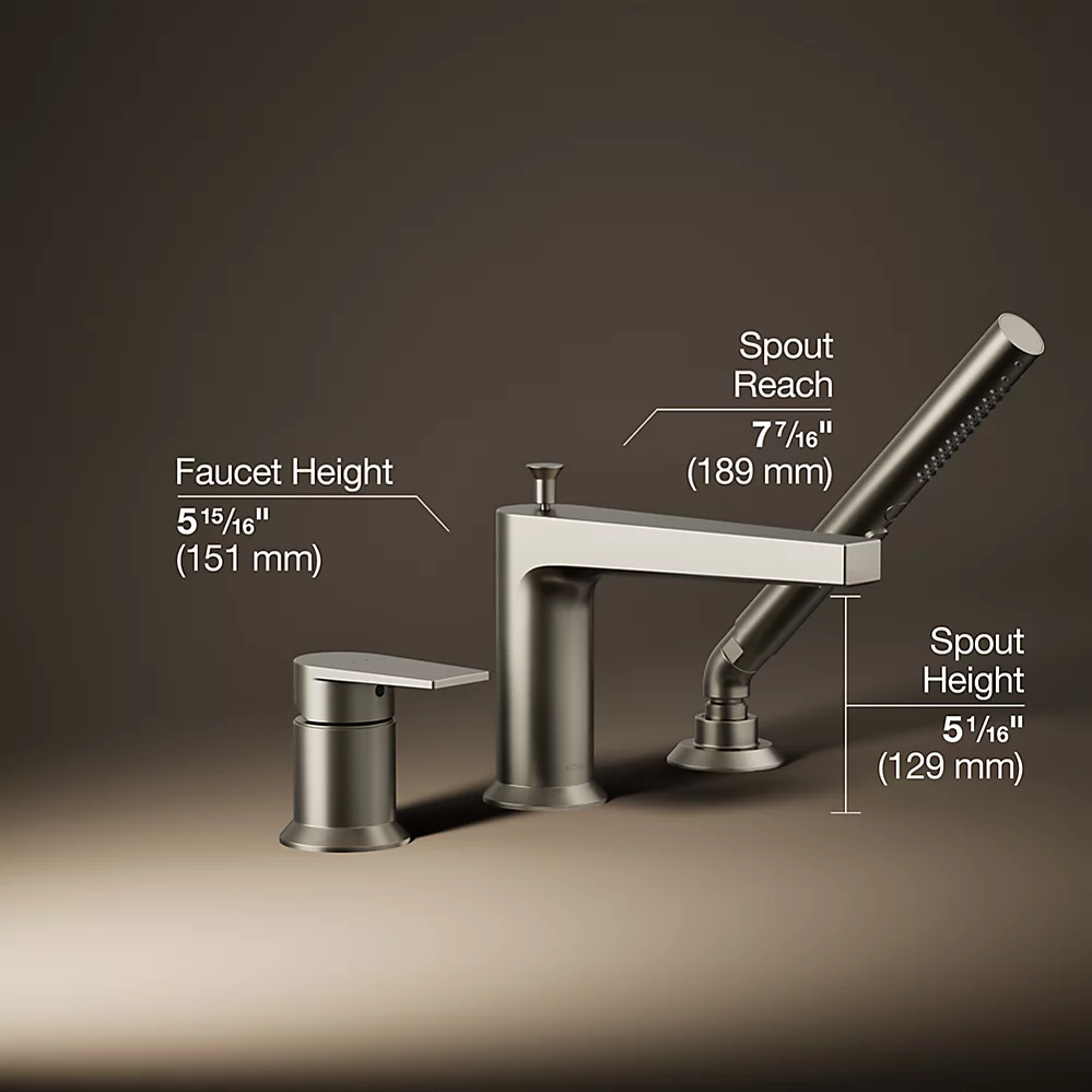 Kohler 74032-4-BN Taut 3Hole Bath Filler W/Handshower