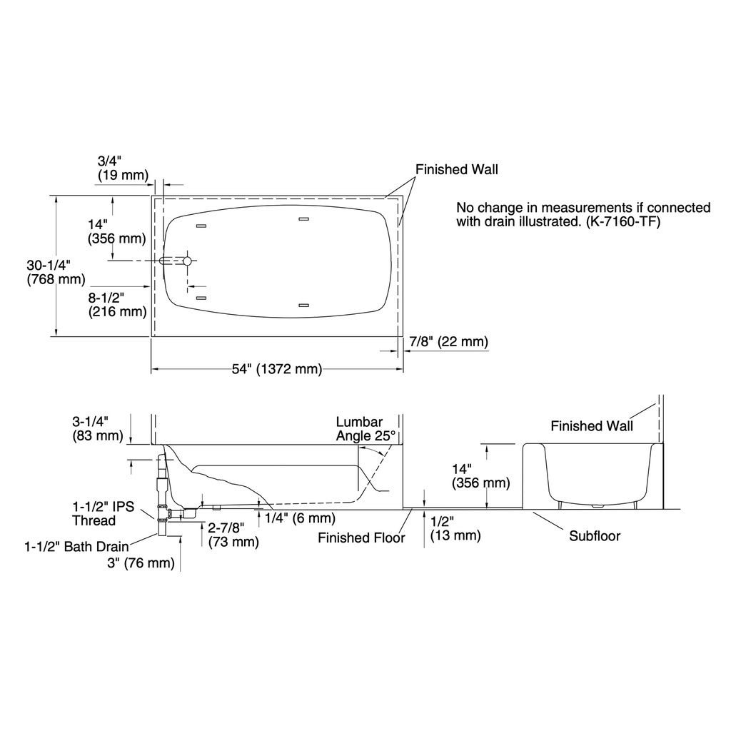 Kohler 745-0 Seaforth 4-1/2' Bath/Lh