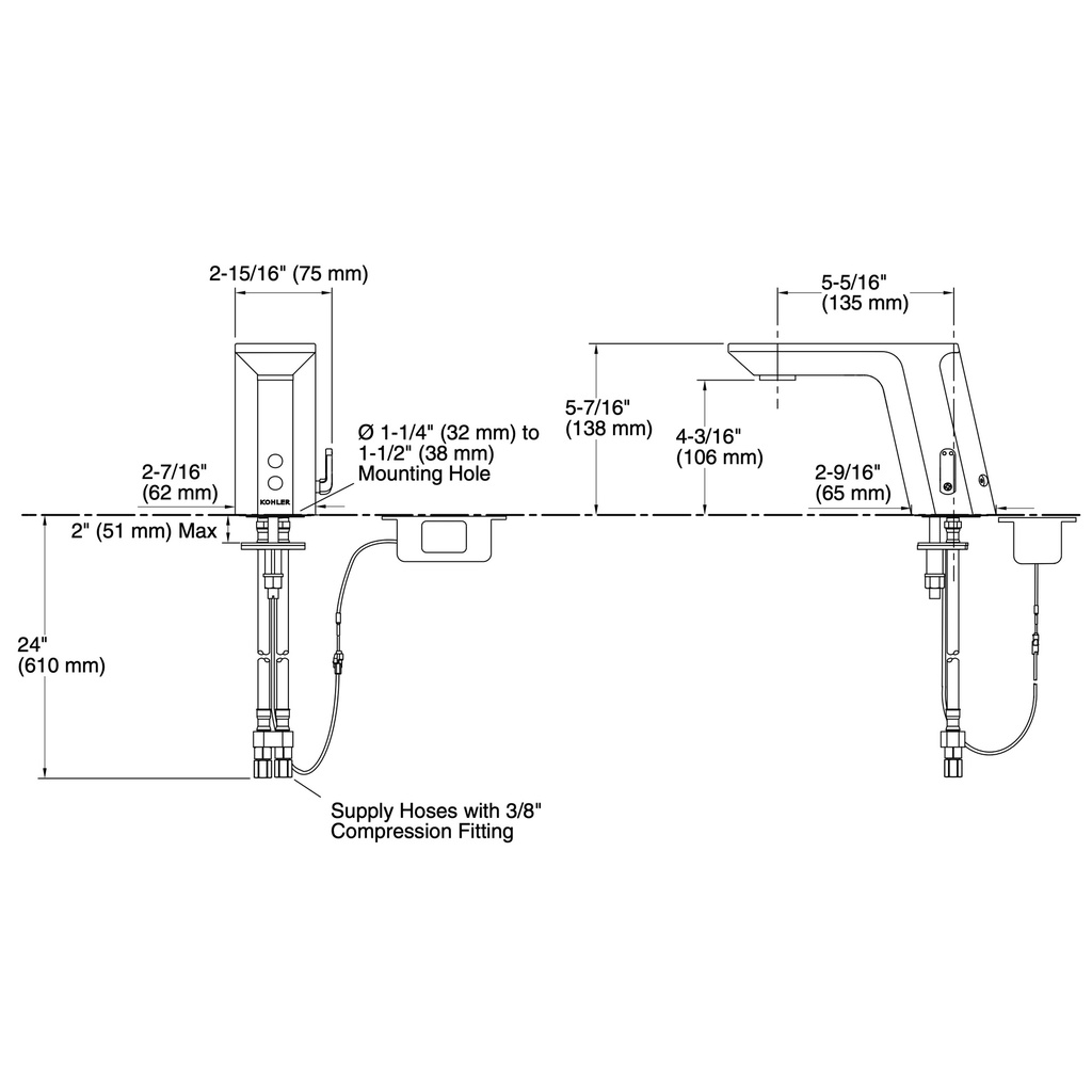 Kohler 7517-CP Geometric Insight Dm Faucet W/Mixer