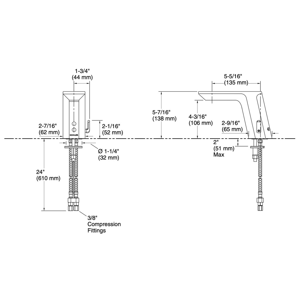 Kohler 7517-SATA-CP Geometric Insight Dm Faucet W/Mixer