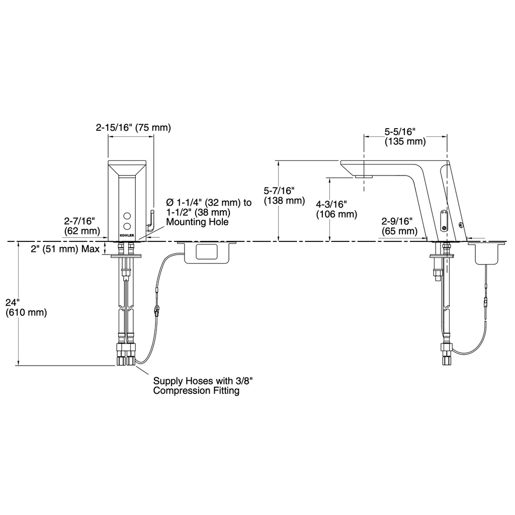 Kohler 7517-VS Geometric Insight Dm Faucet W/Mixer
