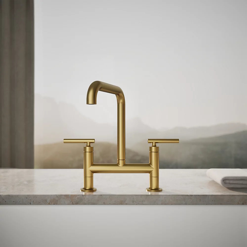 Kohler 7547-4-2MB Purist Deck-Mount Bridge Faucet