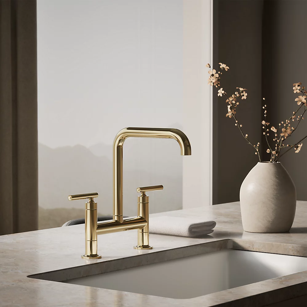 Kohler 7547-4-AF Purist Deck-Mount Bridge Faucet