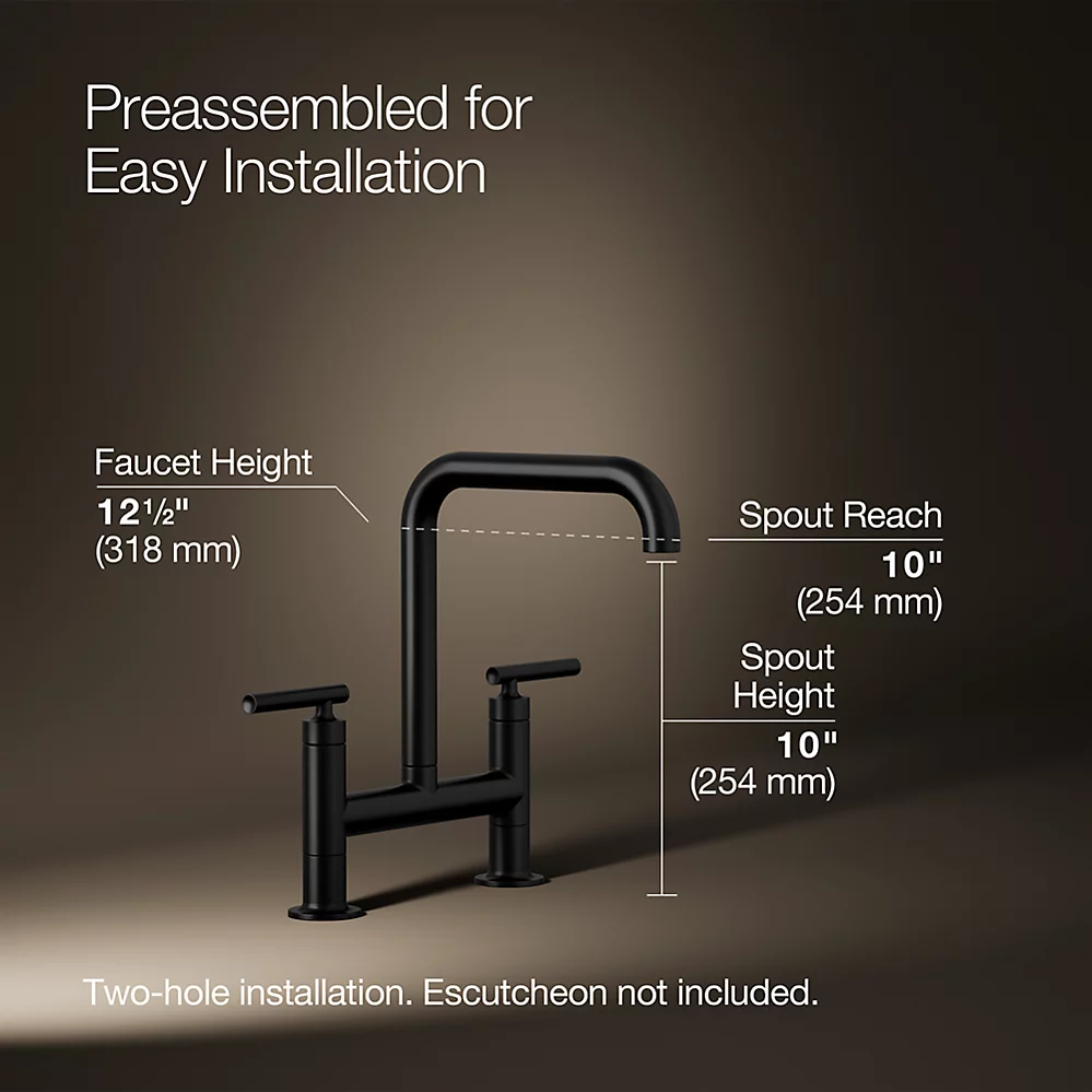 Kohler 7547-4-BL Purist Deck-Mount Bridge Faucet