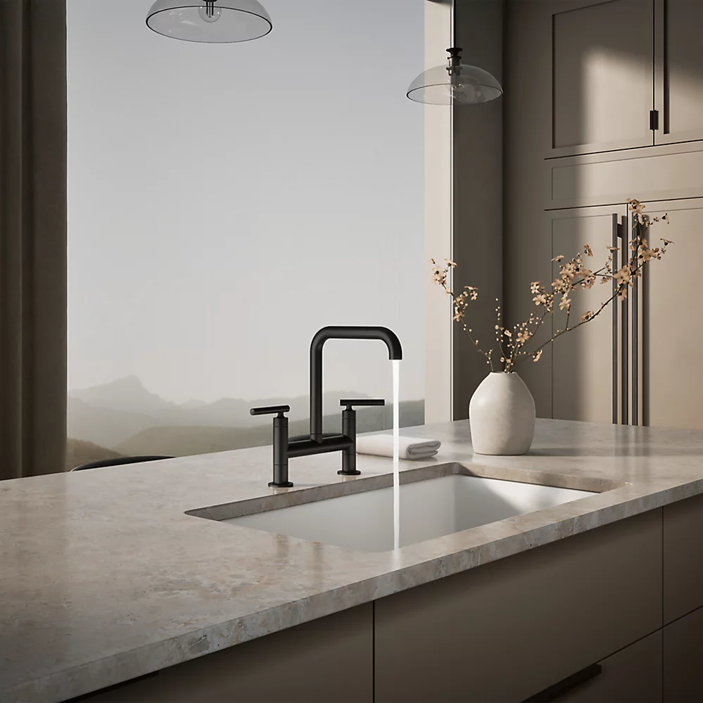 Kohler 7547-4-BL Purist Deck-Mount Bridge Faucet