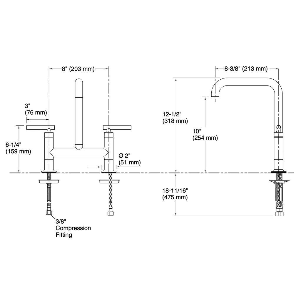 Kohler 7547-4-BL Purist Deck-Mount Bridge Faucet