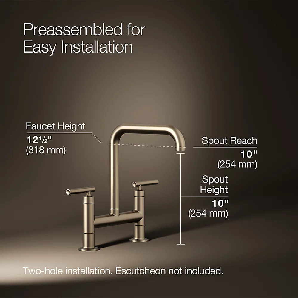 Kohler 7547-4-BV Purist Deck-Mount Bridge Faucet