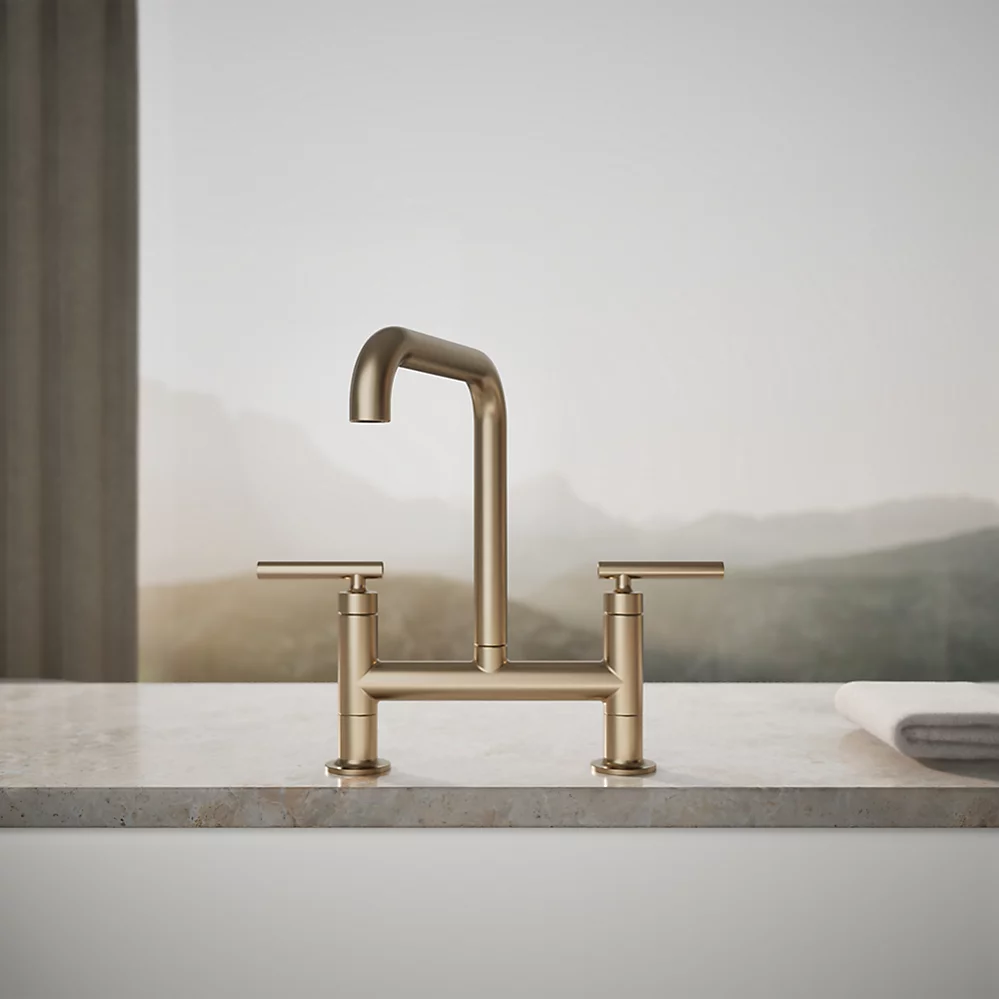 Kohler 7547-4-BV Purist Deck-Mount Bridge Faucet