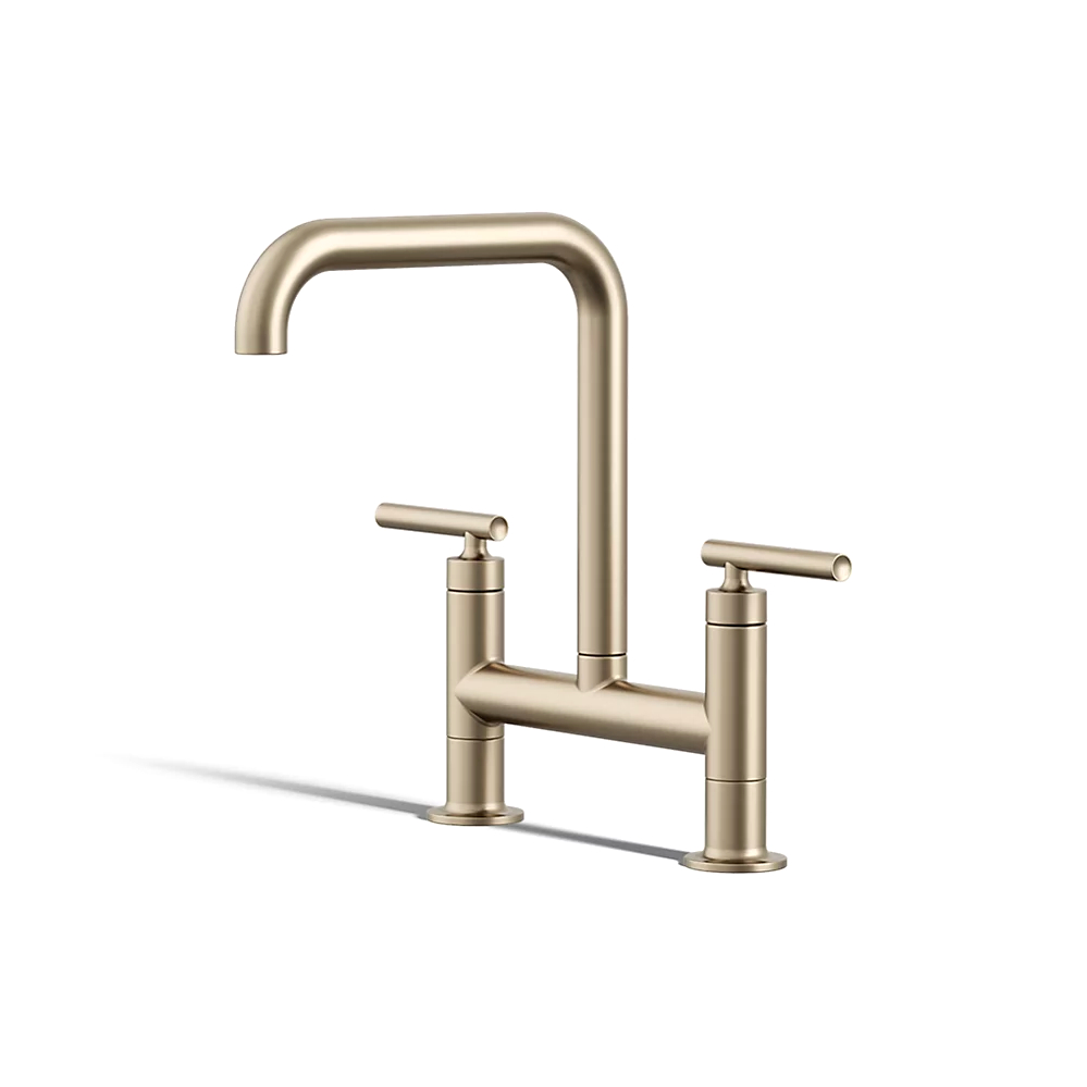 Kohler 7547-4-BV Purist Deck-Mount Bridge Faucet