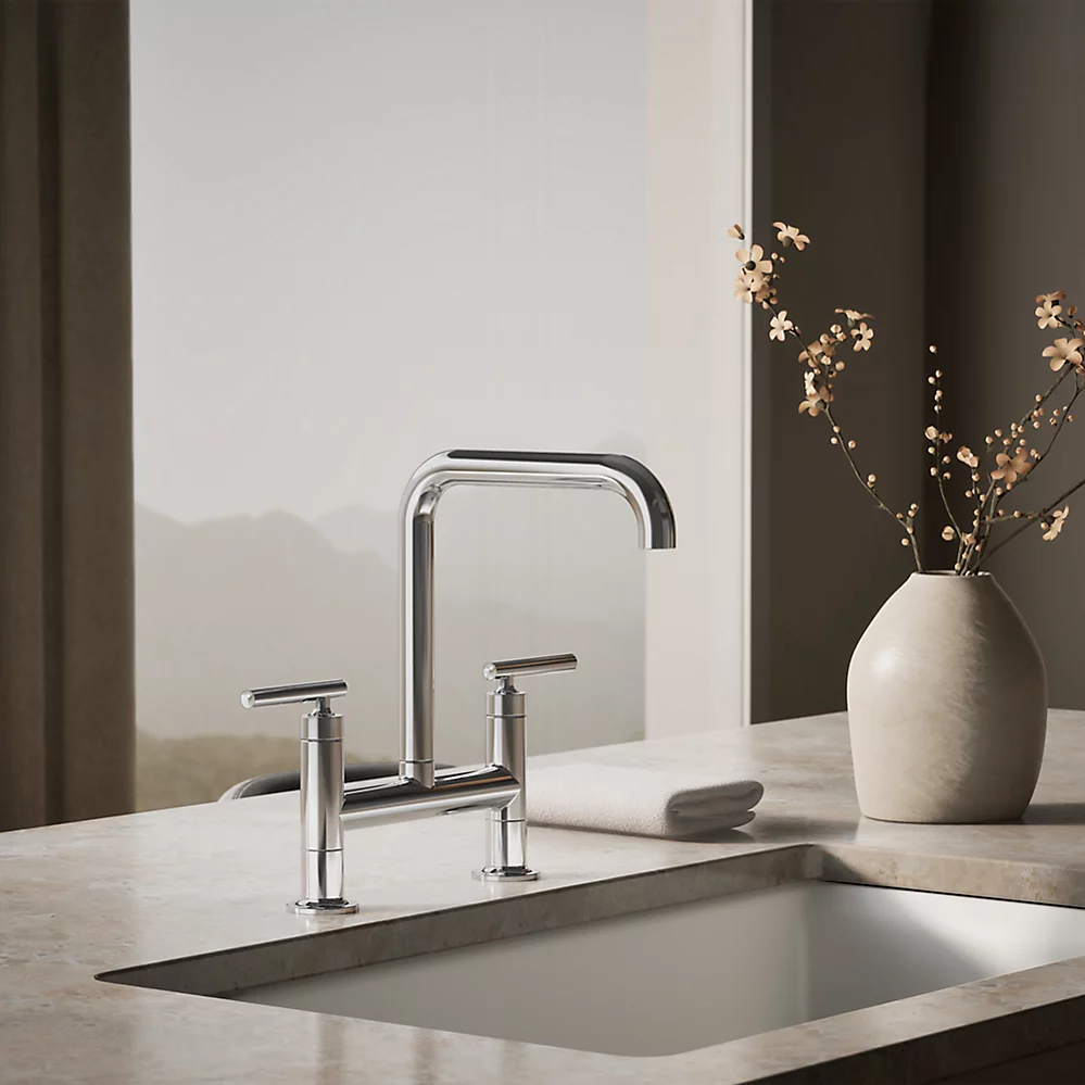 Kohler 7547-4-CP Purist Deck Mount Bridge Faucet