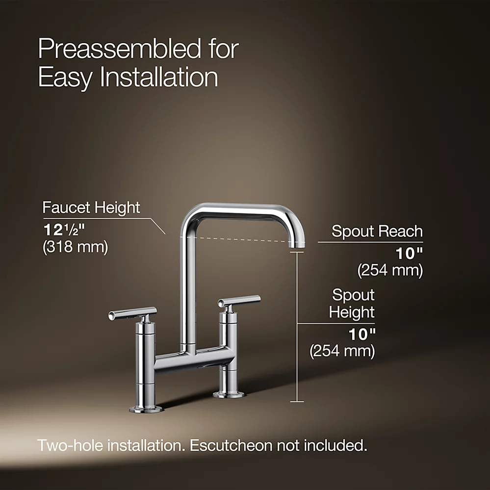 Kohler 7547-4-CP Purist Deck Mount Bridge Faucet