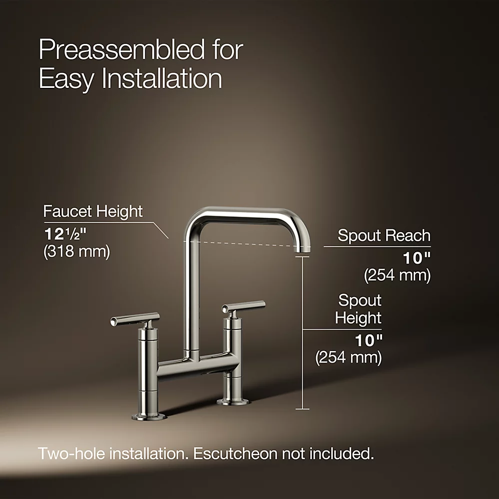 Kohler 7547-4-SN Purist Deck-Mount Bridge Faucet