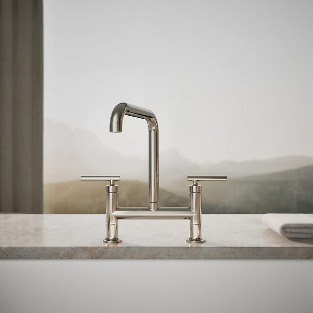 Kohler 7547-4-SN Purist Deck-Mount Bridge Faucet