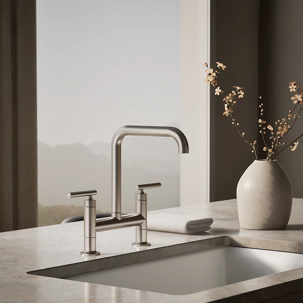 Kohler 7547-4-VS Purist Deck-Mount Bridge Faucet