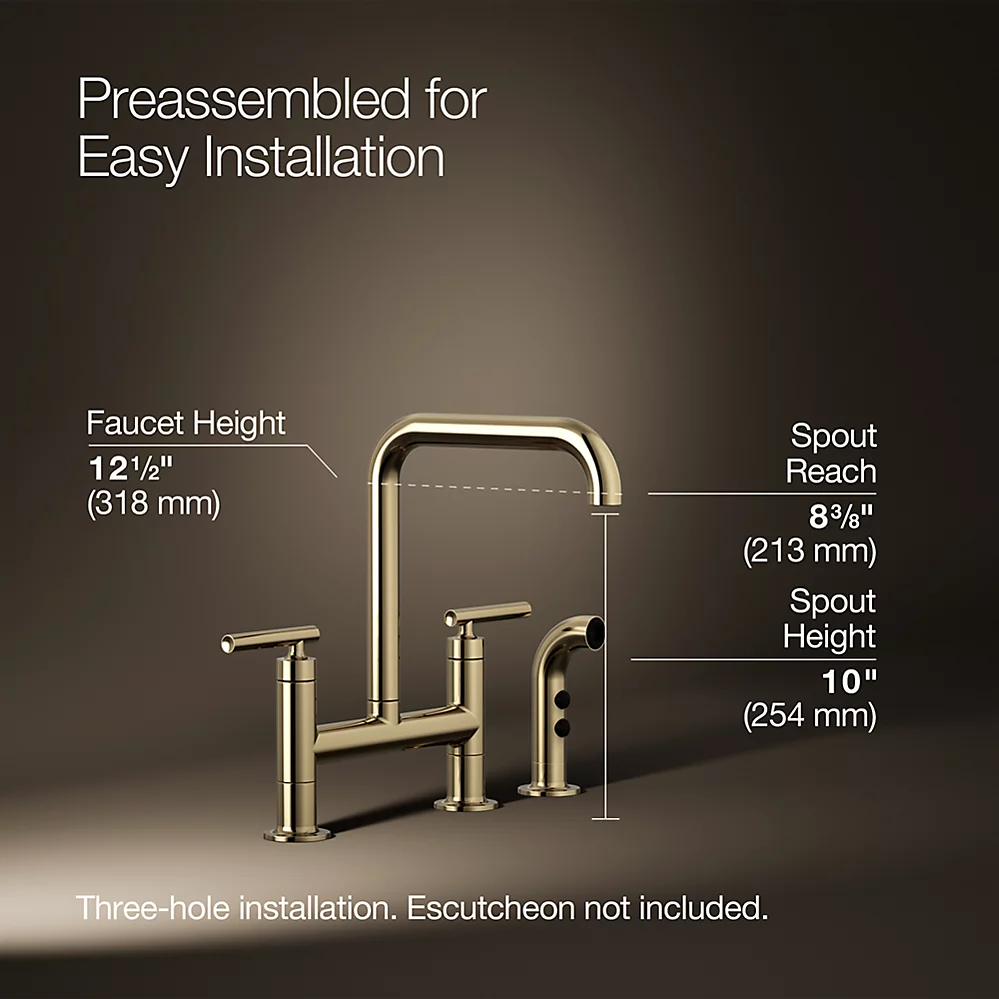 Kohler 7548-4-AF Purist Deck-Mount Bridge Fct,W/Spray