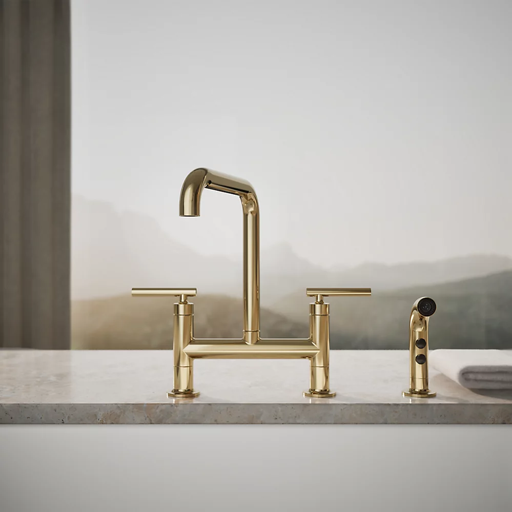 Kohler 7548-4-AF Purist Deck-Mount Bridge Fct,W/Spray