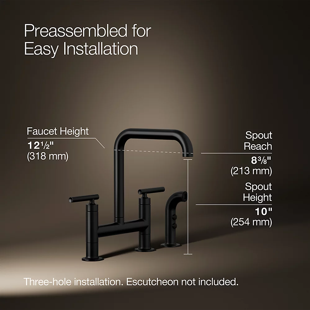 Kohler 7548-4-BL Purist Deck-Mount Bridge Fct,W/Spray
