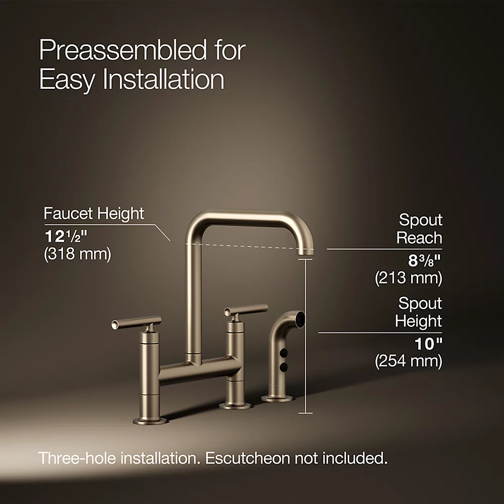 Kohler 7548-4-BV Purist Deck-Mount Bridge Fct,W/Spray
