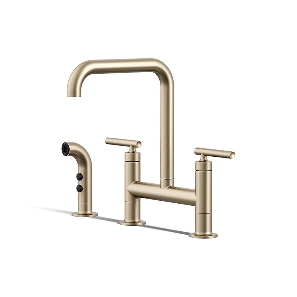 Kohler 7548-4-BV Purist Deck-Mount Bridge Fct,W/Spray