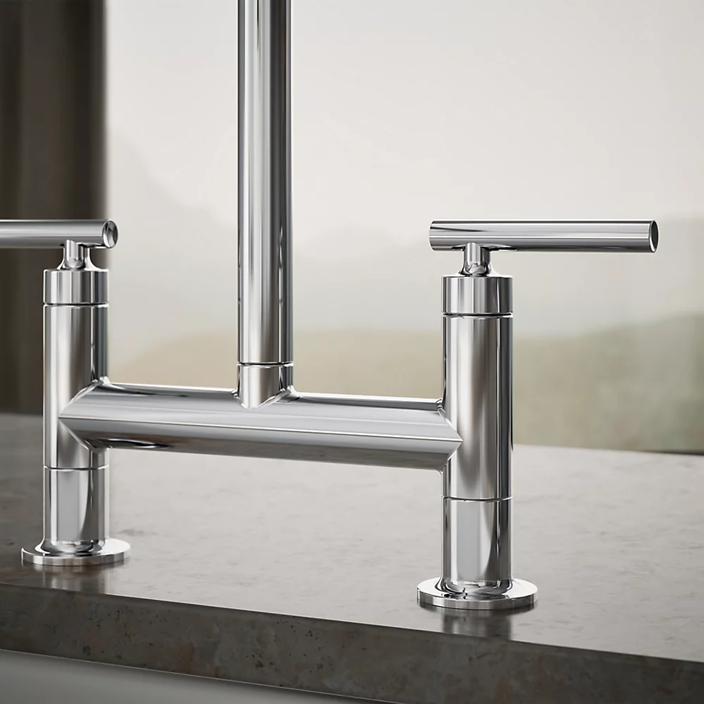 Kohler 7548-4-CP Purist Deck-Mount Bridge Fct,W/Spray