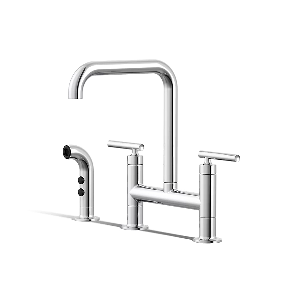 Kohler 7548-4-CP Purist Deck-Mount Bridge Fct,W/Spray