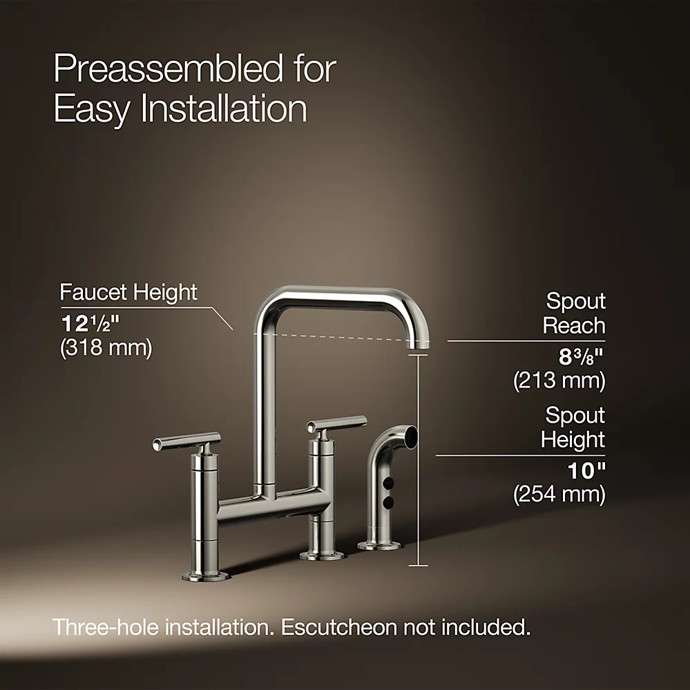 Kohler 7548-4-SN Purist Deck-Mount Bridge Fct,W/Spray