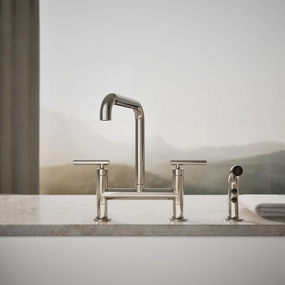 Kohler 7548-4-SN Purist Deck-Mount Bridge Fct,W/Spray