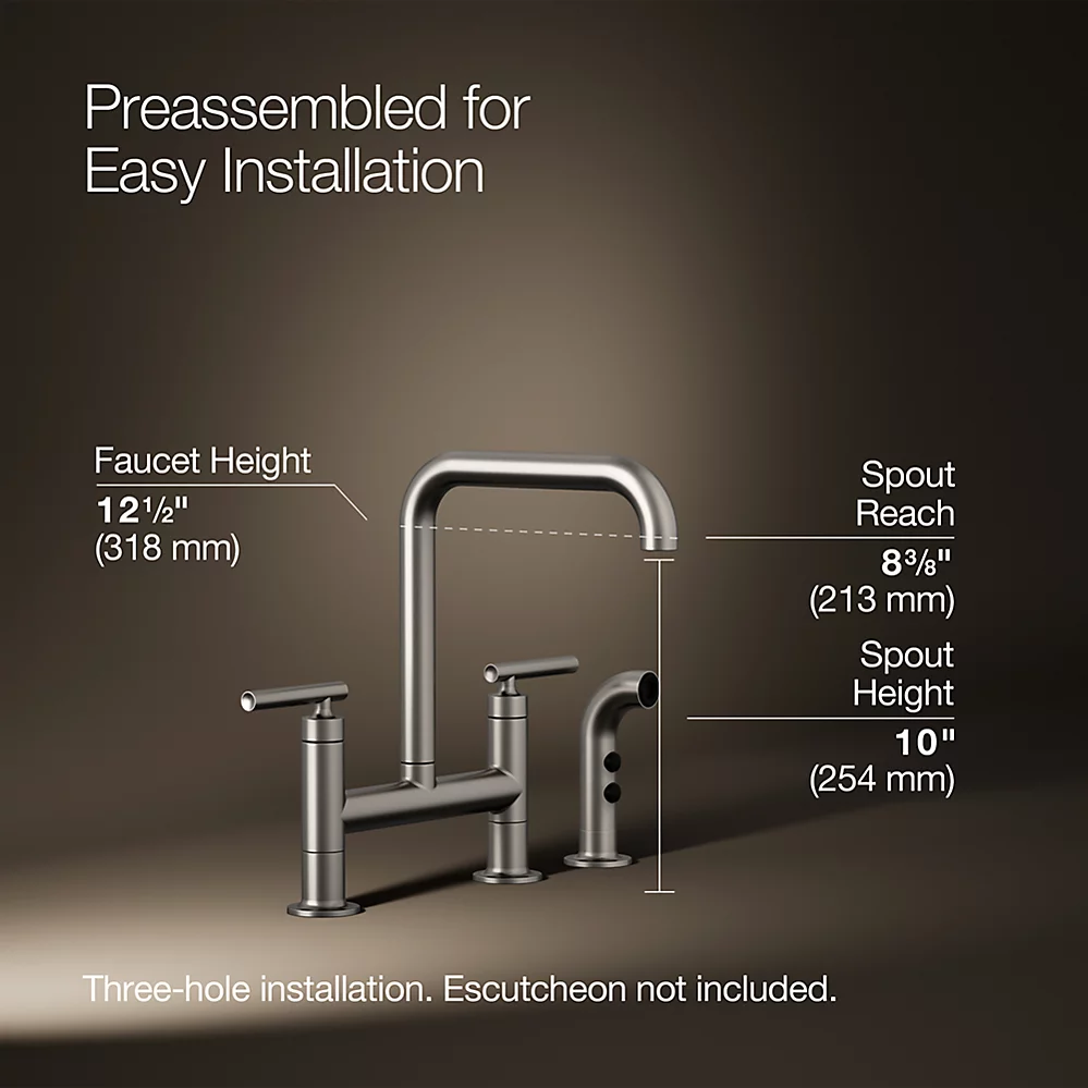 Kohler 7548-4-VS Purist Deck-Mount Bridge Fct,W/Spray
