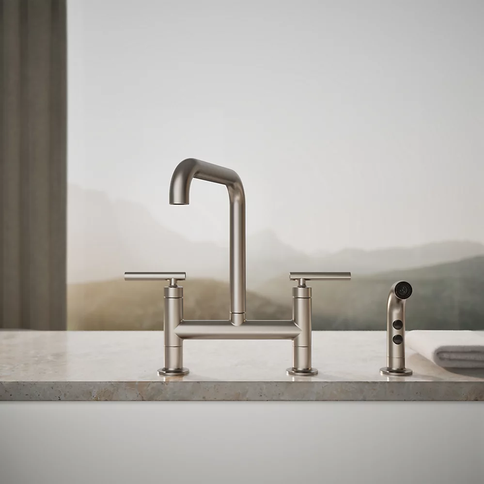 Kohler 7548-4-VS Purist Deck-Mount Bridge Fct,W/Spray