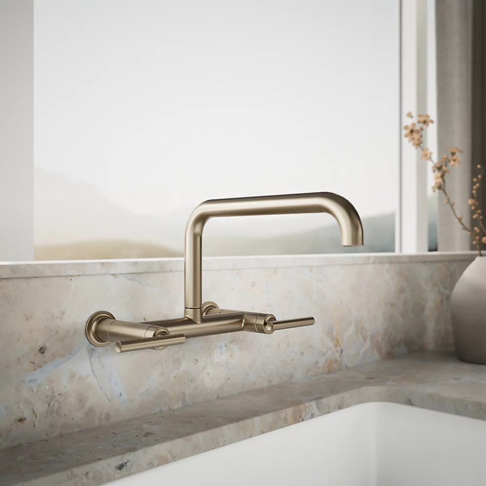 Kohler 7549-4-BV Purist Wall-Mount Bridge Faucet