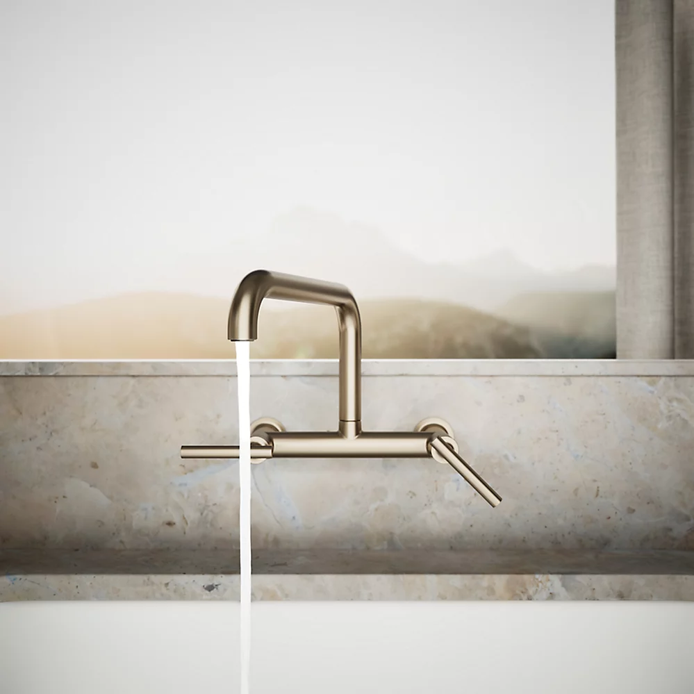 Kohler 7549-4-BV Purist Wall-Mount Bridge Faucet