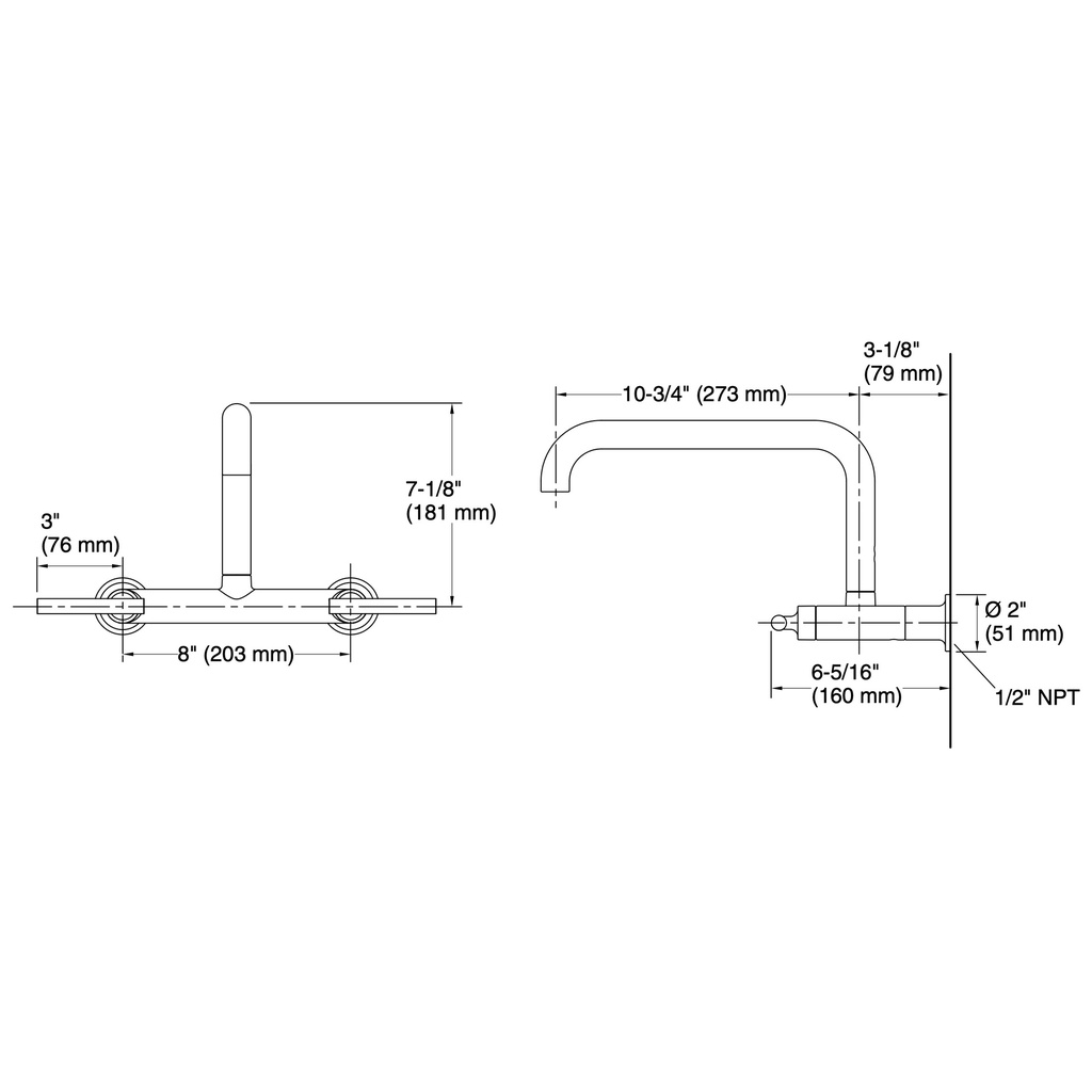 Kohler 7549-4-VS Purist Wall-Mount Bridge Faucet
