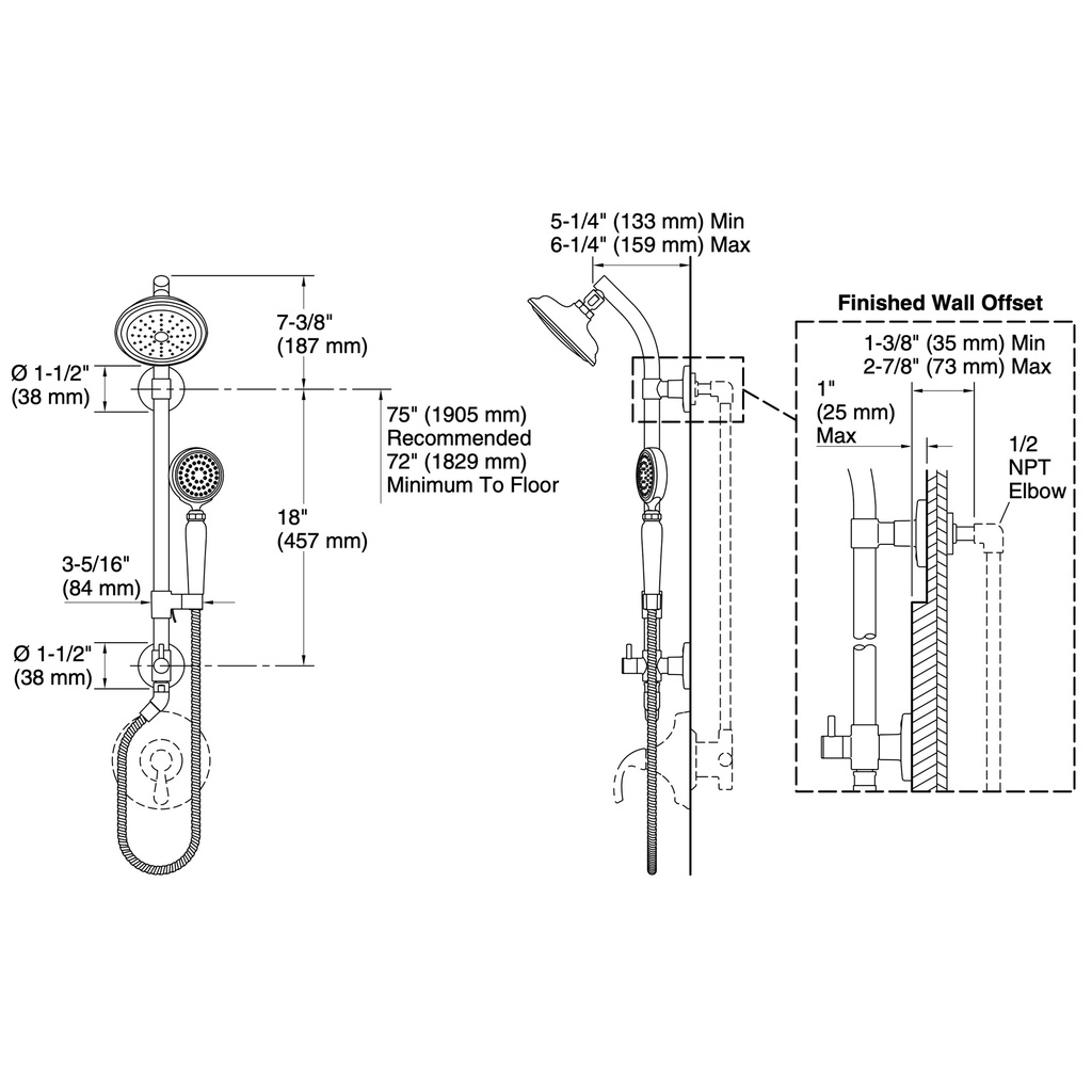 Kohler 76472-Y-SN Artifacts Hydrorail-S Set 2.5 Gpm