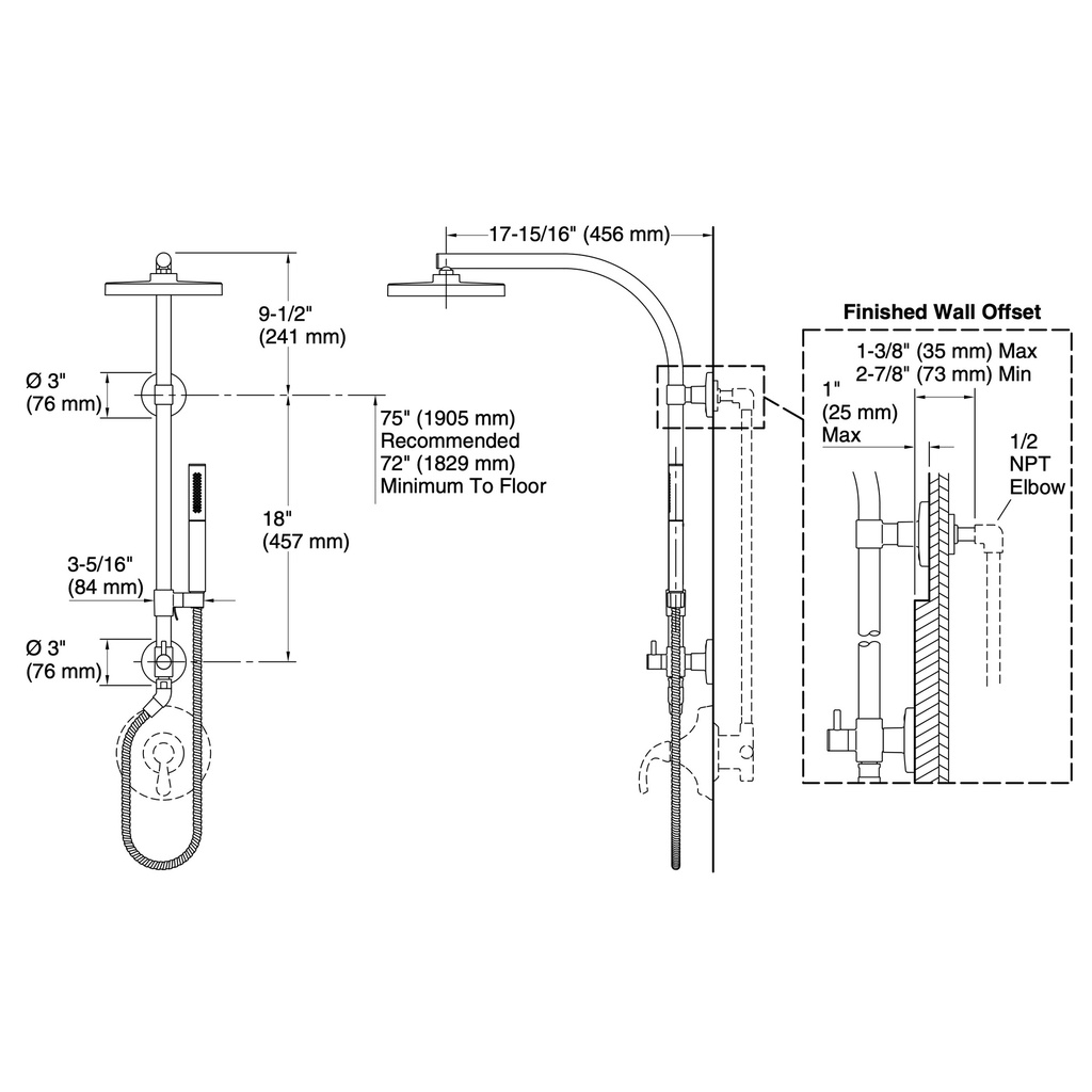 Kohler 76474-Y-BL Contemporary Round Hydrorail Kit