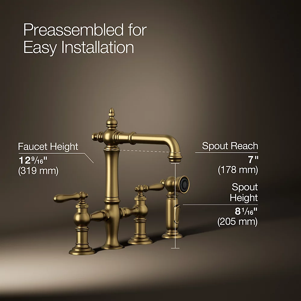 Kohler 76520-4-2MB Artifacts Bridge Faucet Secondary W/Prong