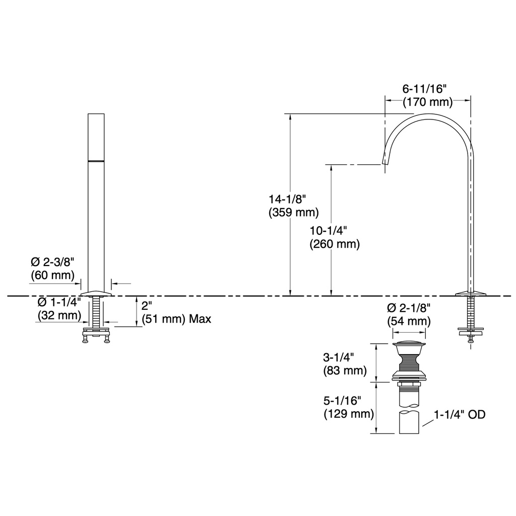 Kohler 77966-TT Components Lav Ws Spout Tall Ribbon