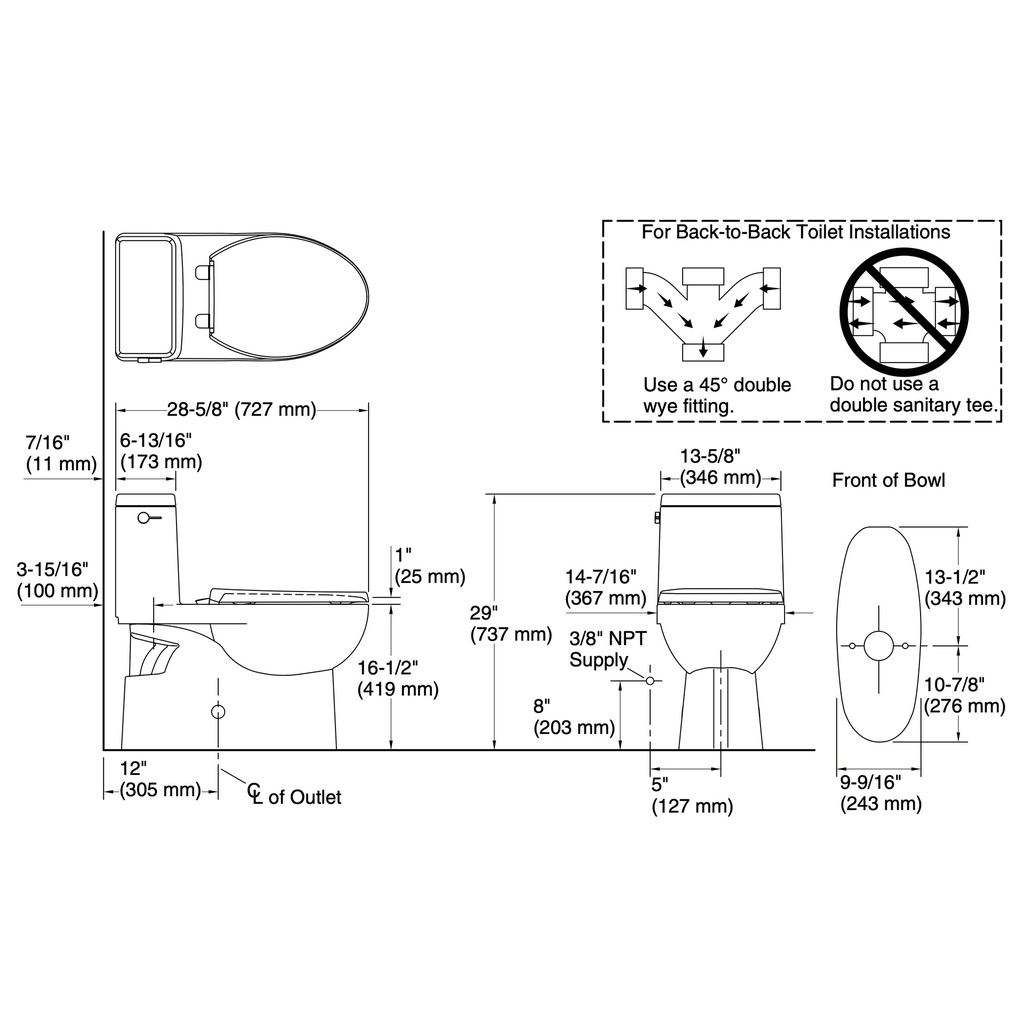 Kohler 78080-7 Reach Ch 1Pc 128 Eb Tlt