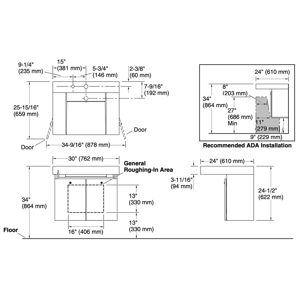 Kohler 81029-BPW-KEB Constellation Vanity 30 Basin Dm