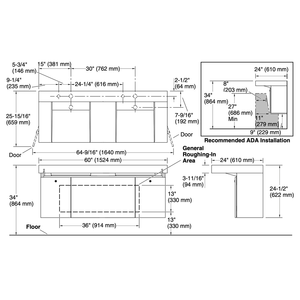 Kohler 81030-BSS-KCR Constellation Vanity 60 Basin Dm