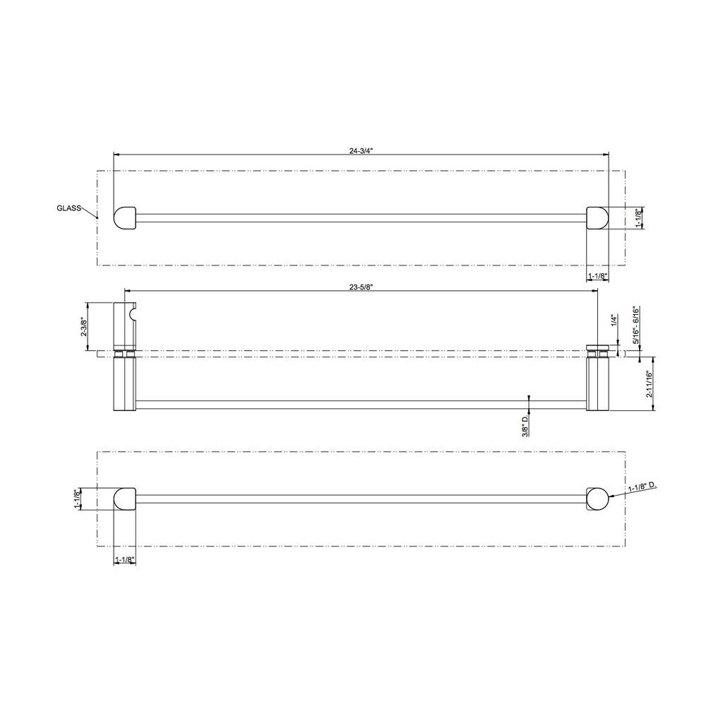 Gessi 59566 Rilievo 24" Towel Rail For Glass Fixing Chrome 2