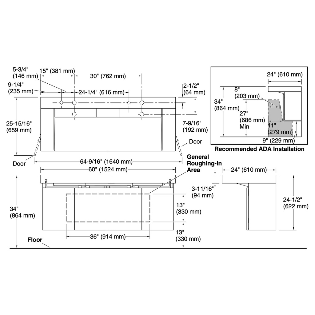 Kohler 81032-BPW-KCD Constellation Vanity 60 Trough Dm