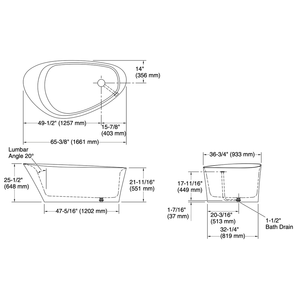 Kohler 8331-0 Veil Freestanding Bath 66X36