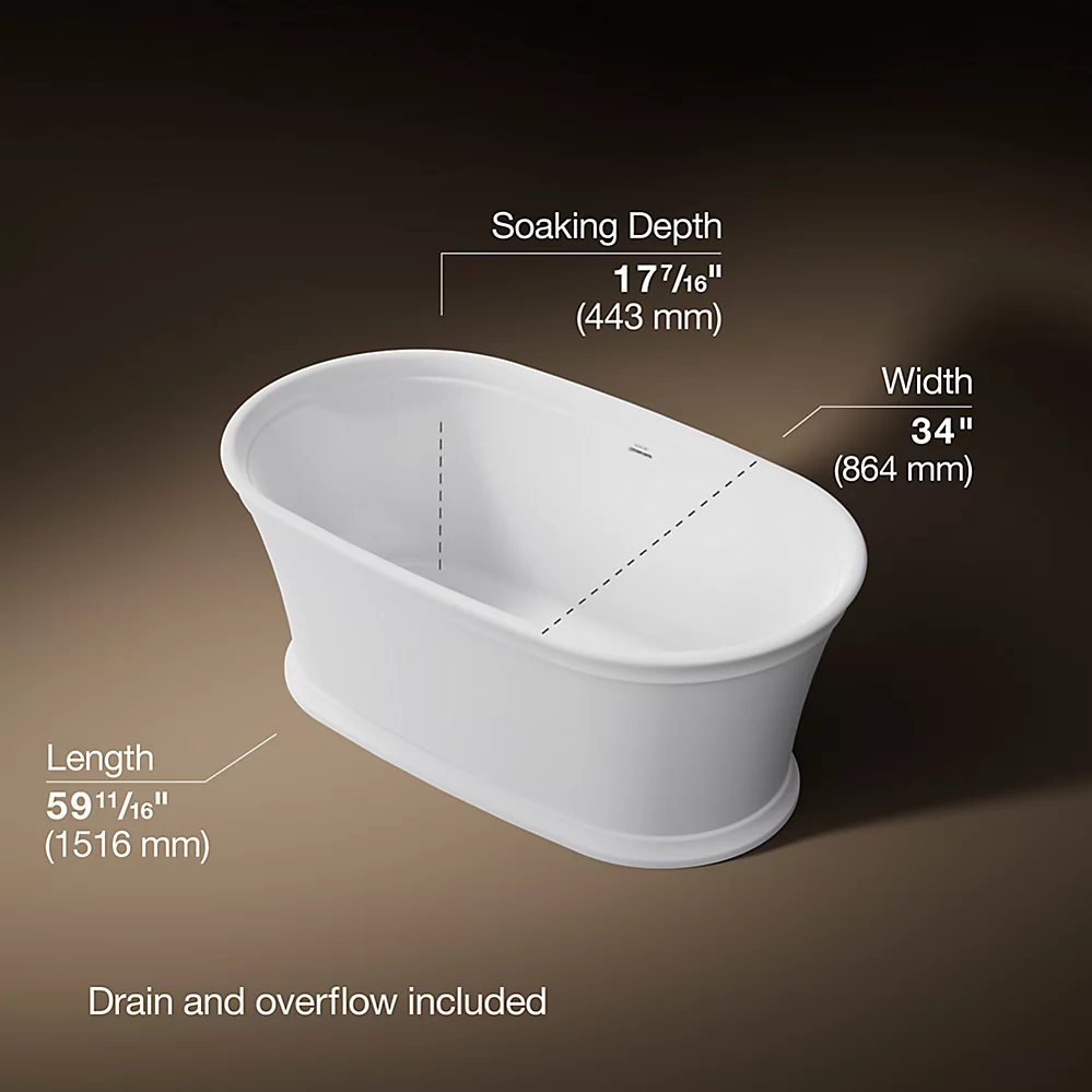 Kohler 8332-0 Memoirs 60 X34 Freestanding Bath