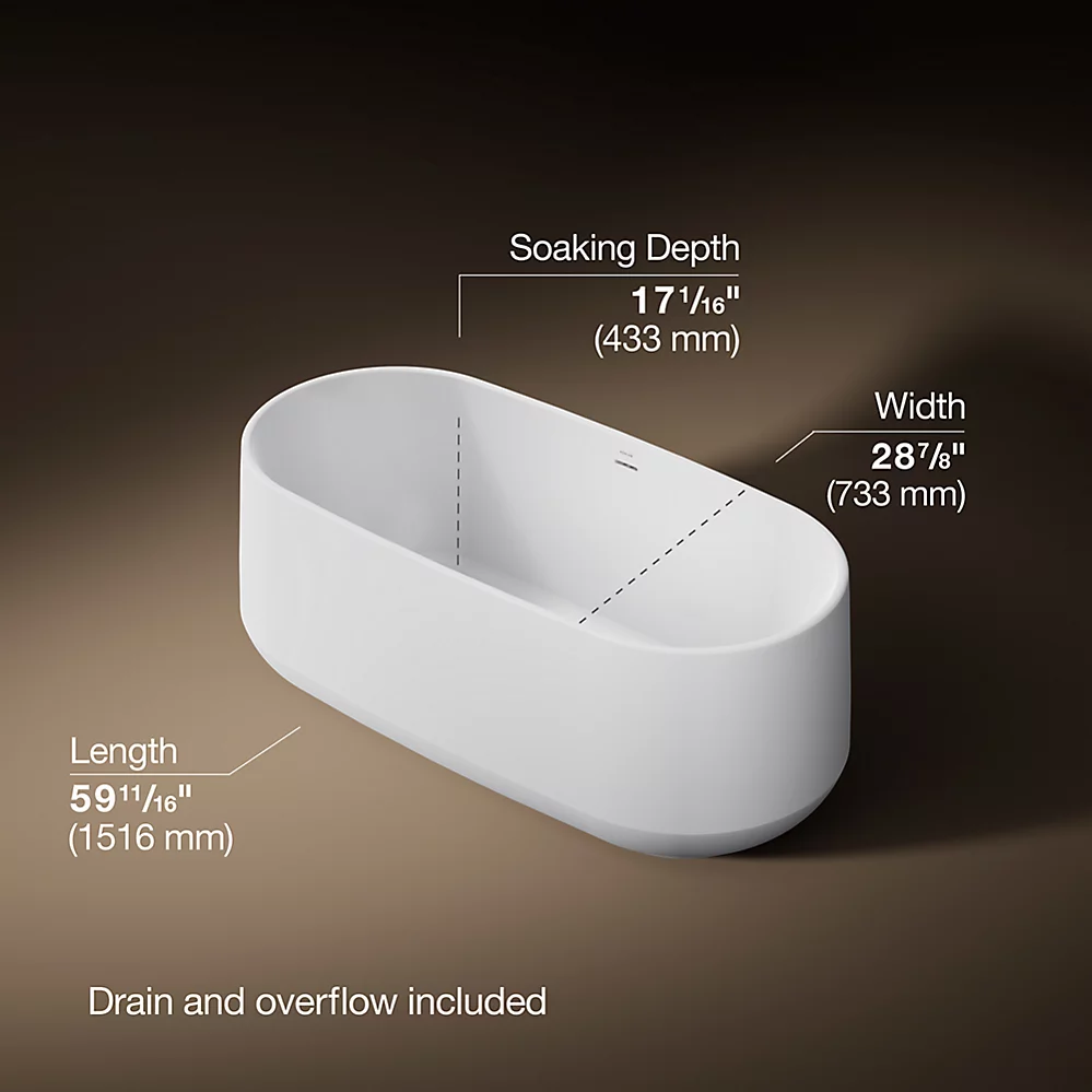 Kohler 8335-0 Ceric 60 X30 Freestanding Bath