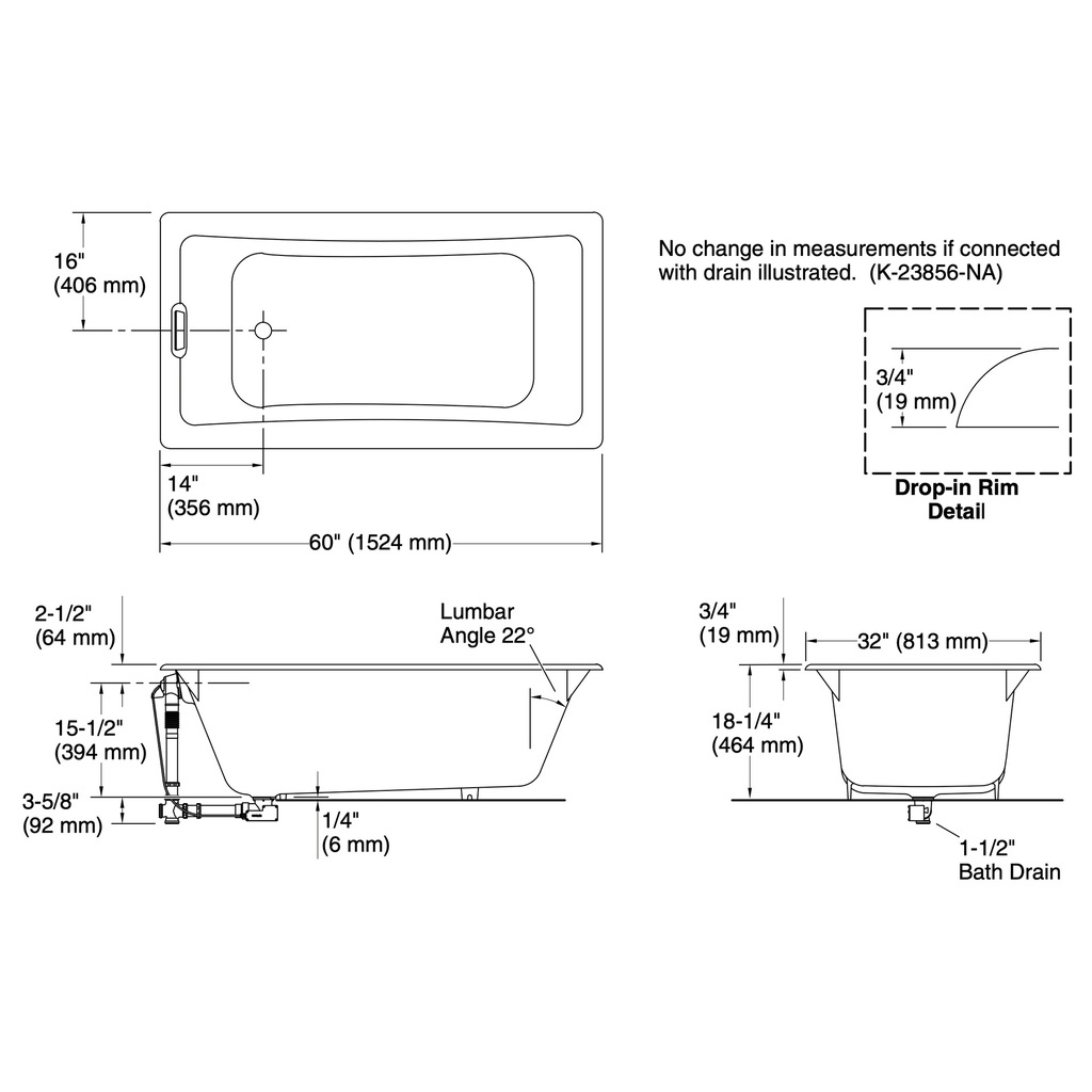 Kohler 850-58 Tea-For-Two 5' Bath