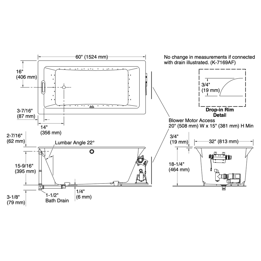 Kohler 852-GHBN-NY Tea-For-Two Heated Bbm 5' Bath
