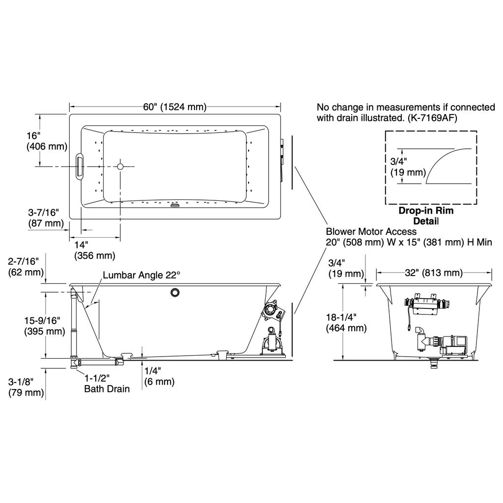 Kohler 852-GHNY-NY Tea-For-Two Heated Bbm 5' Bath