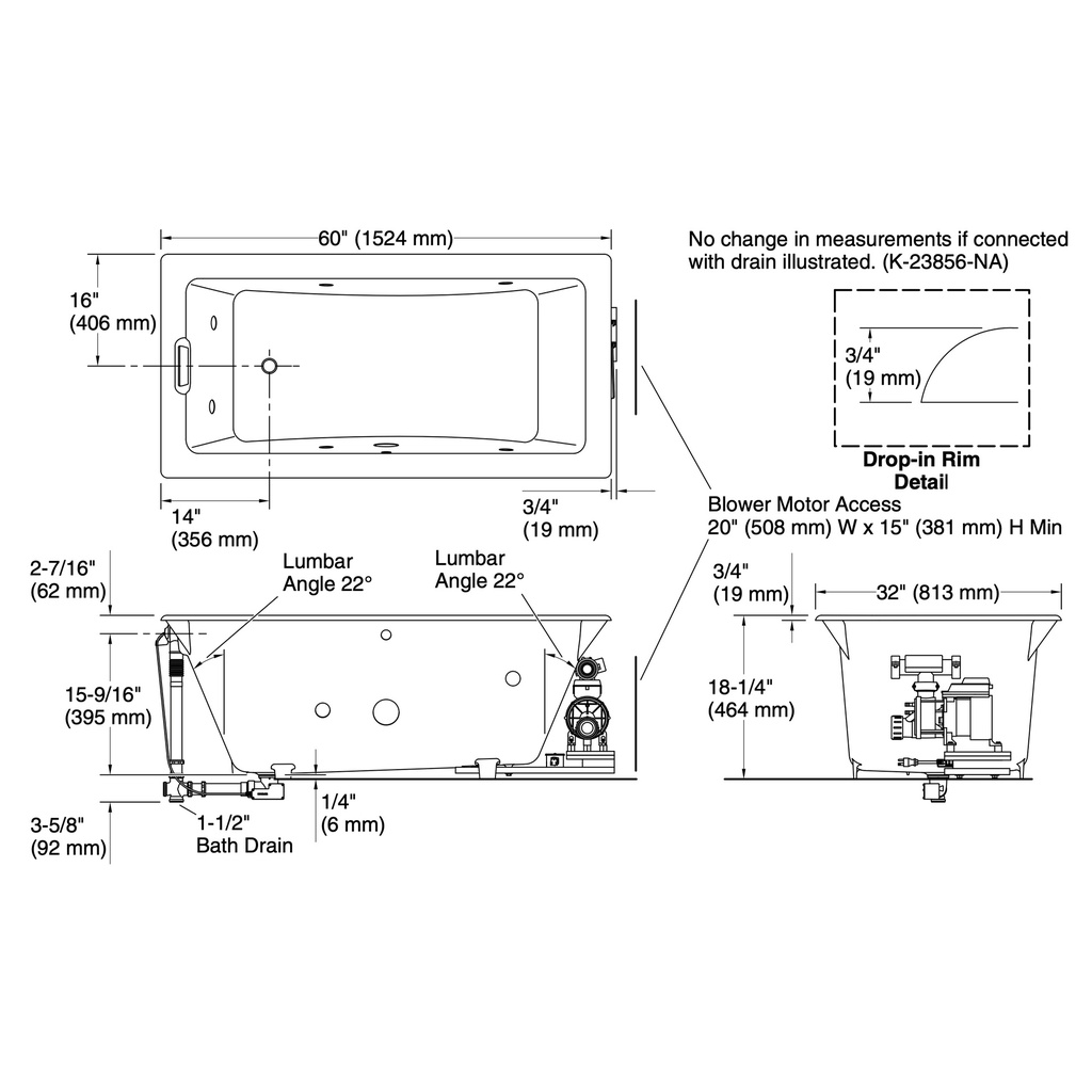 Kohler 852-JH-0 Tea-For-Two 5' Flexjet Whirlpool