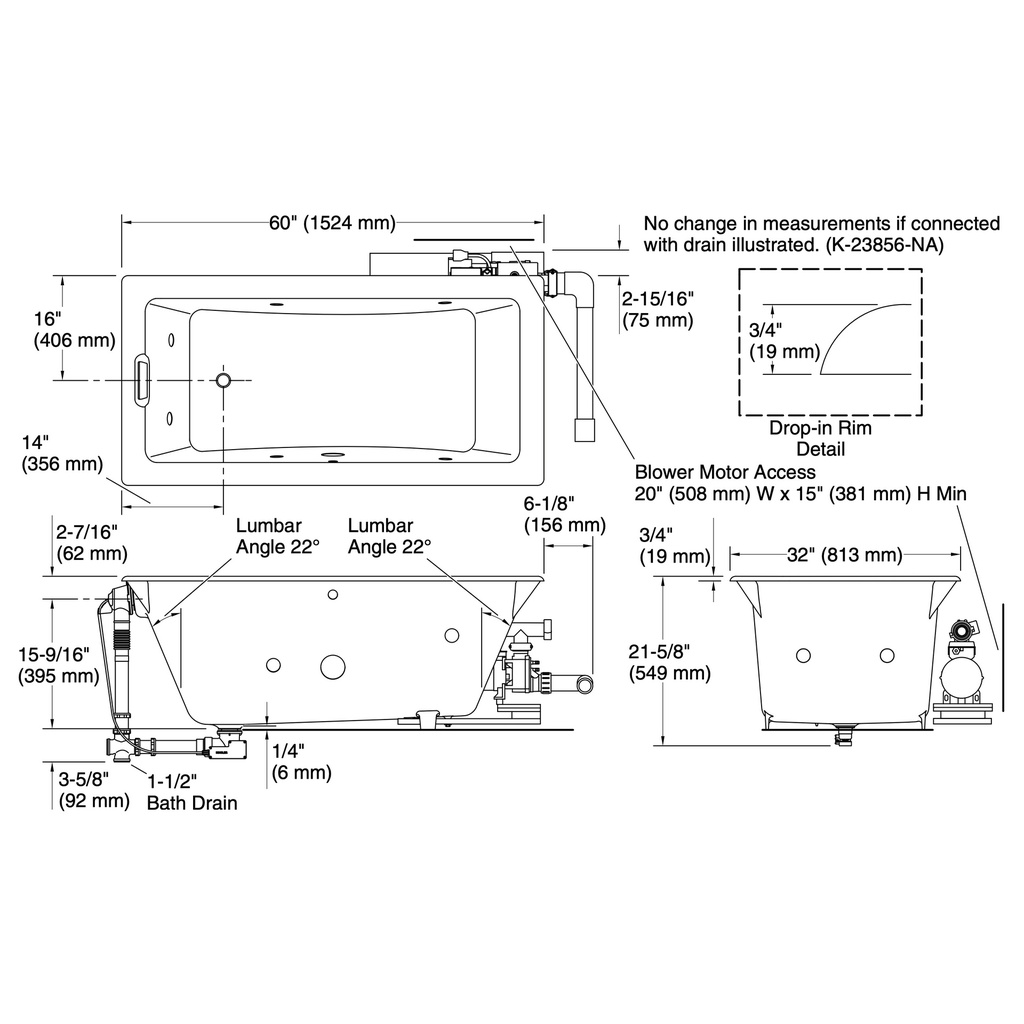Kohler 852-JHE-7 Tea-For-Two 5' Flexjet Whirlpool