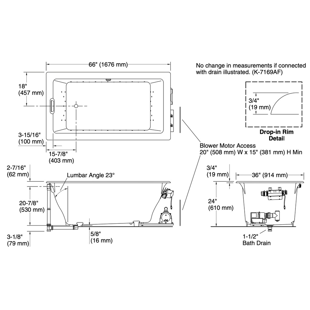 Kohler 856-GHNY-NY Tea-For-Two Heated Bbm 5.5' Bath